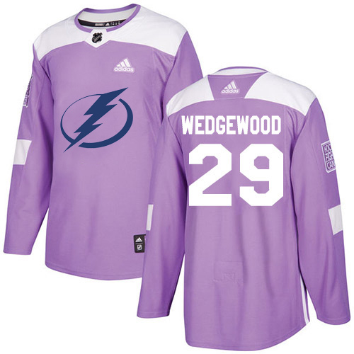 Adidas Tampa Bay Lightning 29 Scott Wedgewood Purple Authentic Fights Cancer Youth Stitched NHL Jersey